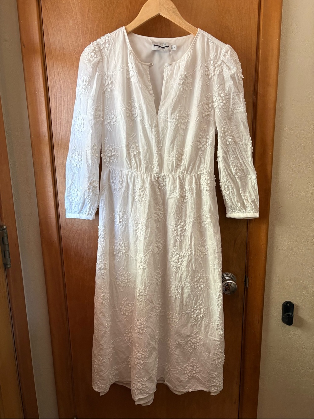 Ply the Waters Guideboat Co. 100% Cotton White Embroidered Midi Dress Size 4